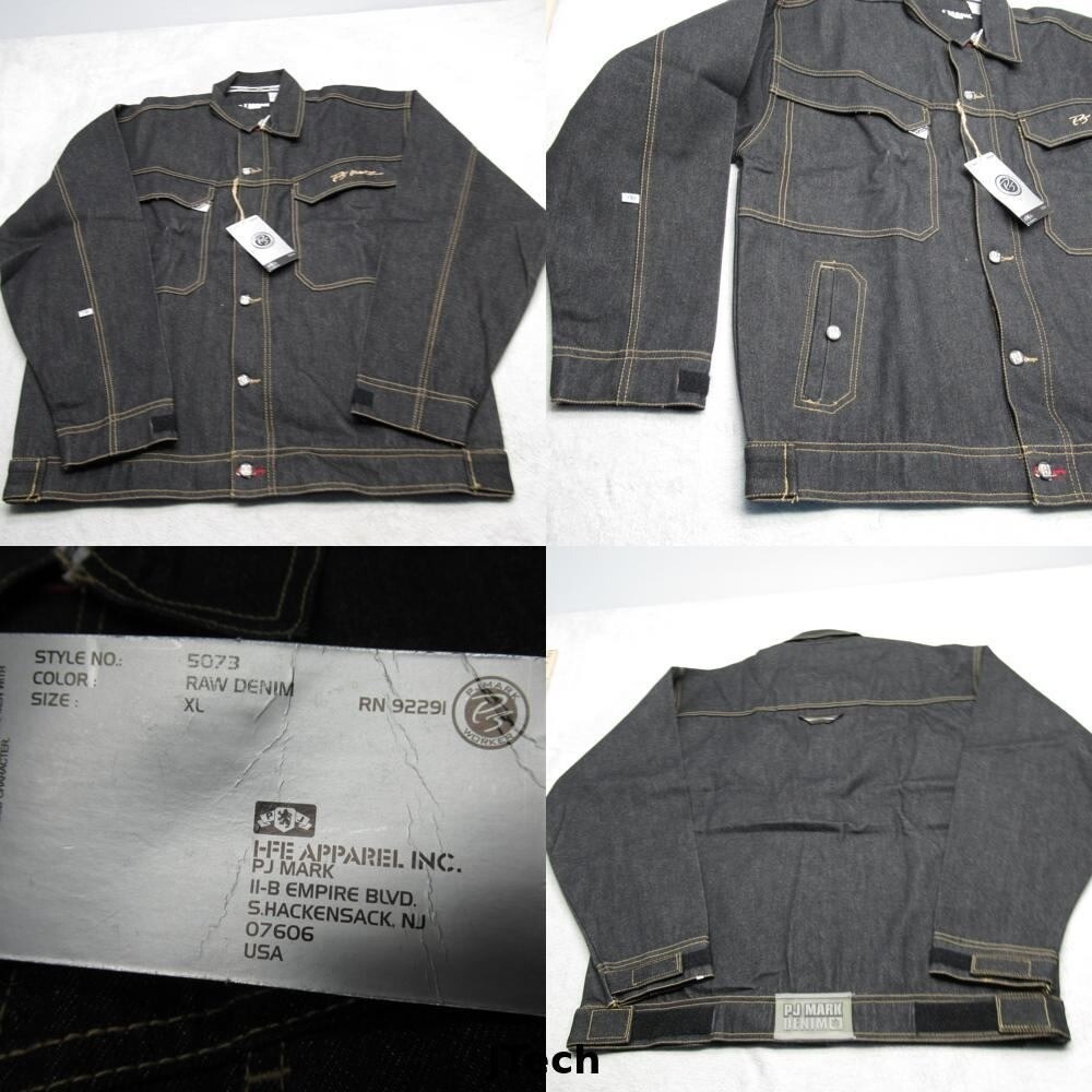 PJ Mark Raw Denim Jacket Mens XL Trucker Pockets Button Up Dead Stock VTG NEW